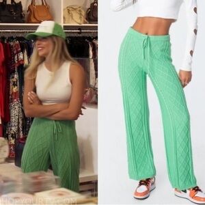 Green cable knit flare pants